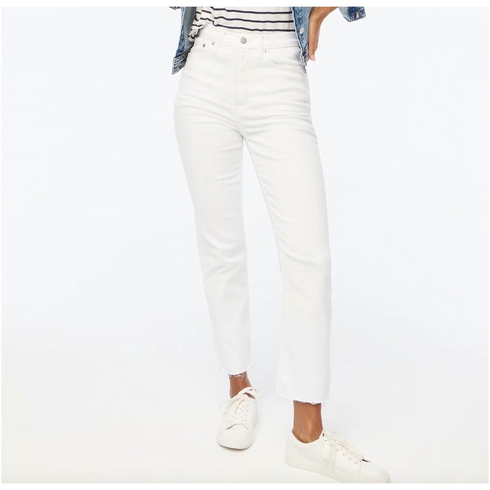 J. Crew White Stovepipe Jeans 30 High Rise Stretch Denim NWT